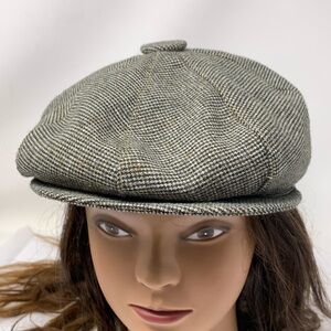 GMT grey newsboy cap hat vintage satin lining